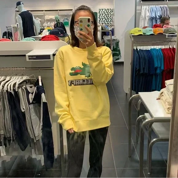 Brand New! Lacoste+Minecraft Yellow UNISEX Sweatshirt, Size S